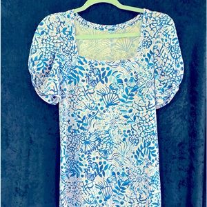 Lily Pulitzer Hayden Ocean Print Puff Sleeve